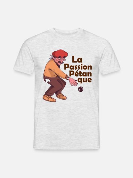 Français La Passion Pétanque Jeu de Pétanque Boule - T-shirt homme - gris chiné