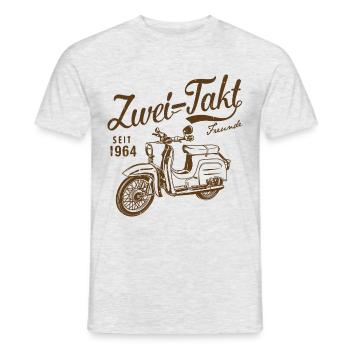 Simson Schwalbe Zweitakt Freunde - Männer T-Shirt - Grau meliert - Vorne - AI Model Male 178 dark (178cm)