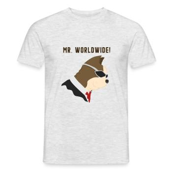Mr. Worldwide - Lustiges Pitbull T-Shirt - Männer T-Shirt - Grau meliert - Vorne - AI Model Male 178 dark (178cm)