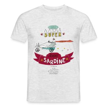 Super Sardine ROUGE - T-shirt homme - gris chiné - Devant - AI Model Male 178 dark (178cm)