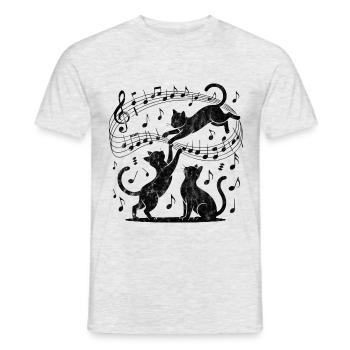 Black Cats Musik Notizen Humor - Männer T-Shirt - Grau meliert - Vorne - AI Model Male 178 dark (178cm)