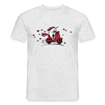 Italian 60s Motorroller mit Einhorn + Sterne - Männer T-Shirt - Grau meliert - Vorne - AI Model Male 178 dark (178cm)