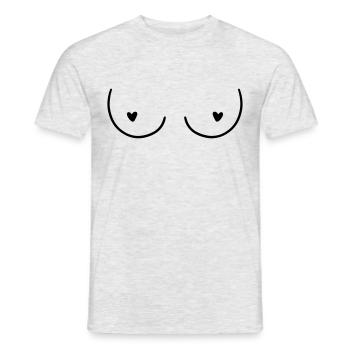 Büste Titten Nippel Herzen - Männer T-Shirt - Grau meliert - Vorne - AI Model Male 178 dark (178cm)
