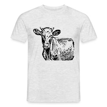 T-shirt de vache personnalisé cadeau pour les agriculteurs - T-shirt homme - gris chiné - Devant - AI Model Male 178 dark (178cm)
