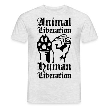 Animal Liberation – Human Liberation - Männer T-Shirt - Grau meliert - Vorne - AI Model Male 178 dark (178cm)