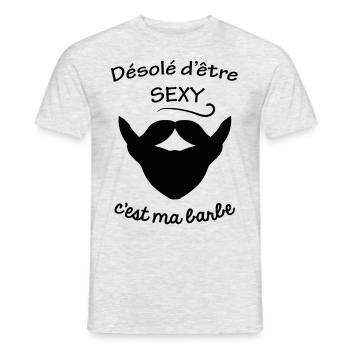 humour homme barbe - T-shirt homme - gris chiné - Devant - AI Model Male 178 dark (178cm)