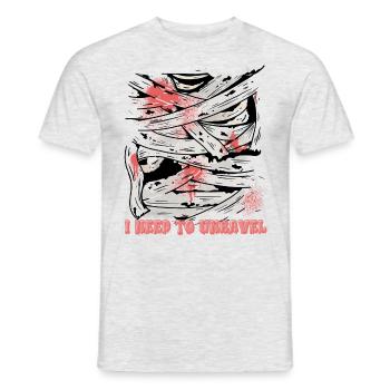 I NEED TO UNRAVEL, HALLOWEEN COSTUME - Men's T-Shirt - heather grey - Front - AI Model Male 178 dark (178cm)