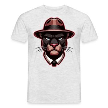 Panthère avec chapeau - T-shirt homme - gris chiné - Devant - AI Model Male 178 dark (178cm)