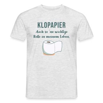 Toilet paper - also so ne important role ... funny - Men's T-Shirt - heather grey - Front - AI Model Male 178 dark (178cm)