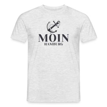 Moin - Hamburg, Hansestadt, St. Pauli, Geschenk - Männer T-Shirt - Grau meliert - Vorne - AI Model Male 178 dark (178cm)