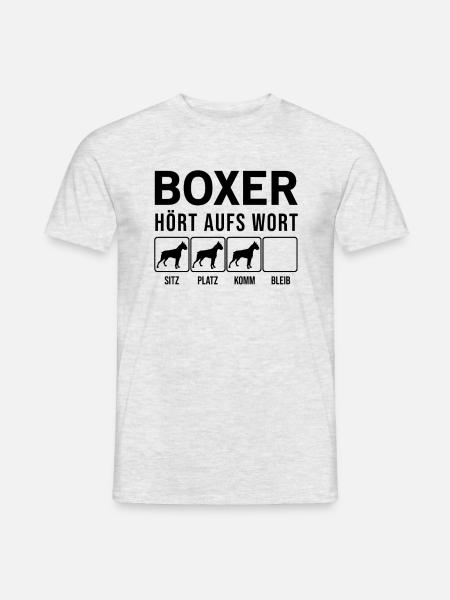Boxer - Listen for the Word - Funny Dog Gift - Men's T-Shirt - heather grey