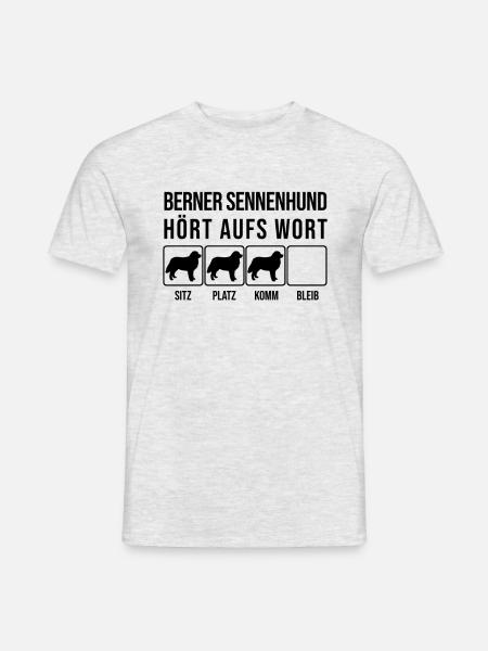 Berner Sennenhund - Hört aufs Wort - Männer T-Shirt - Grau meliert
