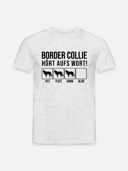 Border Collie - Hört aufs Wort - lustig, Hund - Männer T-Shirt - Grau meliert