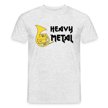 Waldhorn - HEAVY METAL - F Horn - Männer T-Shirt - Grau meliert - Vorne - AI Model Male 178 dark (178cm)