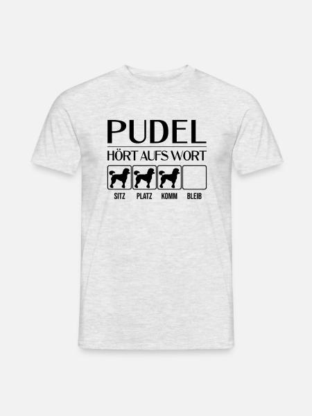 Pudel - Hört aufs Wort - lustiges Hunde Geschenk - Männer T-Shirt - Grau meliert