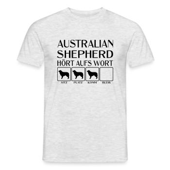 Australian Shepherd - Hört aufs Wort - Männer T-Shirt - Grau meliert - Vorne - AI Model Male 178 dark (178cm)