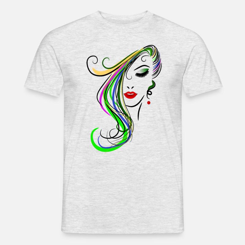Frau mit buntem Haar - Männer T-Shirt - Grau meliert