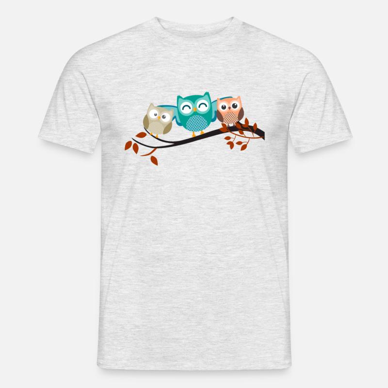 Niedliche Eulen Freunde - Männer T-Shirt - Grau meliert