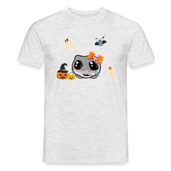 Halloween,Hamster,Kürbis, illustration - Männer T-Shirt - Grau meliert - Vorne - AI Model Male 178 dark (178cm)