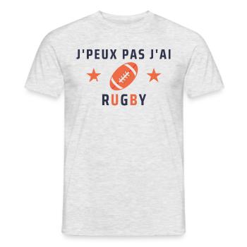 j'peux pas j'ai rugby - T-shirt homme - gris chiné - Devant - AI Model Male 178 dark (178cm)