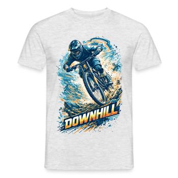 Downhill MTB Motivation – Mountainbike Spruch - Männer T-Shirt - Grau meliert - Vorne - AI Model Male 178 dark (178cm)