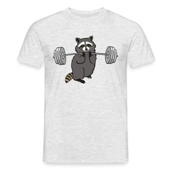 Workout raccoon - cadeau cool pour la salle de gym - T-shirt homme - gris chiné - Devant - AI Model Male 178 dark (178cm)