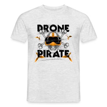 Drone pirate freestyle crâne de quadricoptère FPV - T-shirt homme - gris chiné - Devant - AI Model Male 178 dark (178cm)