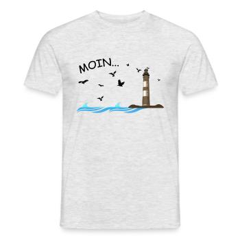 Moin dit l'un sur la côte nord de l'Allemagne, mer Baltique - T-shirt homme - gris chiné - Devant - AI Model Male 178 dark (178cm)