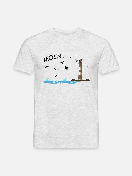 moin sagt man in Norddeutschland Küste Ostsee - Männer T-Shirt - Grau meliert