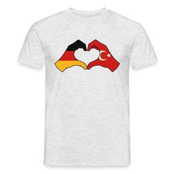 Couple of Heart Hands Germany and Turkey - Men's T-Shirt - heather grey - Front - AI Model Male 178 dark (178cm)