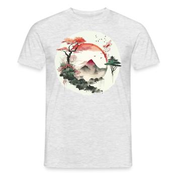 Œuvres de Ying et Yang - T-shirt homme - gris chiné - Devant - AI Model Male 178 dark (178cm)