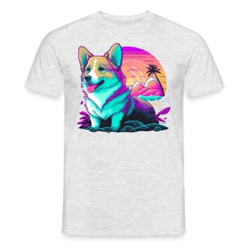 Corgi Beach Day - Men's T-Shirt - heather grey - Front - AI Model Male 178 dark (178cm)