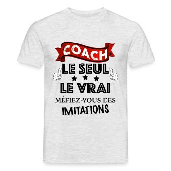 Coach cadeau pour mon coach - T-shirt homme - gris chiné - Devant - AI Model Male 178 dark (178cm)