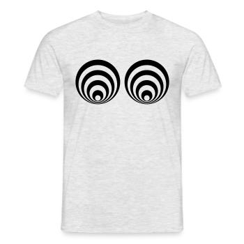 Illusionsbrüste - Männer T-Shirt - Grau meliert - Vorne - AI Model Male 178 dark (178cm)