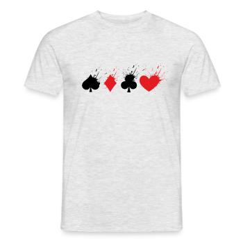 Poker Pik Check Cross Heart Card Game - Men's T-Shirt - heather grey - Front - AI Model Male 178 dark (178cm)