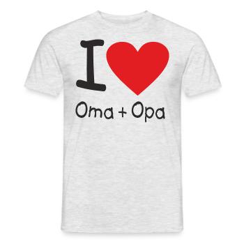 I Love OMA + OPA - RAHMENLOS Baby - Männer T-Shirt - Grau meliert - Vorne - AI Model Male 178 dark (178cm)
