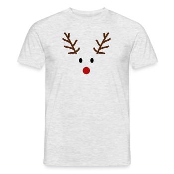Rudolph Rentier Weihnachten - Männer T-Shirt - Grau meliert - Vorne - AI Model Male 178 dark (178cm)