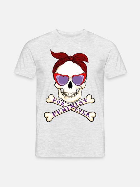 Feministischer Schädel - Männer T-Shirt - Grau meliert