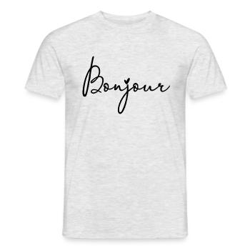 Bonjour - T-shirt homme - gris chiné - Devant - AI Model Male 178 dark (178cm)