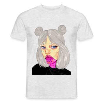 Freaky Robot Girl - T-shirt homme - gris chiné - Devant - AI Model Male 178 dark (178cm)
