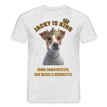 JACKY IS KING -Tolles Jack Russell T-Shirt !!! - Männer T-Shirt - Grau meliert - Vorne - AI Model Male 178 dark (178cm)