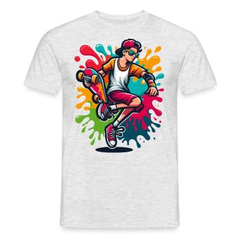 Skateboard avec des touches de couleur - T-shirt homme - gris chiné - Devant - AI Model Male 178 dark (178cm)
