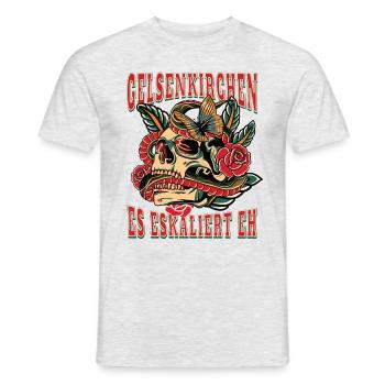 Gelsenkirchen Frau es eskaliert eh Gelsenkirchen - Männer T-Shirt - Grau meliert - Vorne - AI Model Male 178 dark (178cm)