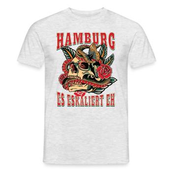 Hamburg Frau Geschenk es eskaliert eh Hamburg Fan - Männer T-Shirt - Grau meliert - Vorne - AI Model Male 178 dark (178cm)