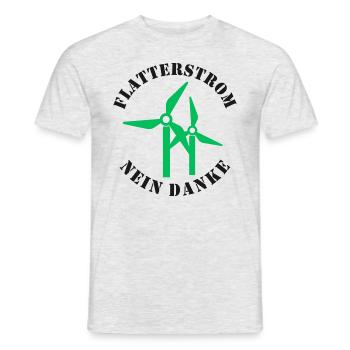 Flatterstrom Nein Danke, Windkraft Nein Danke - Männer T-Shirt - Grau meliert - Vorne - AI Model Male 178 dark (178cm)