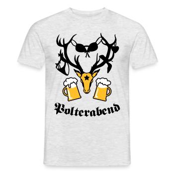 Hirsch Polterabend JGA Bier - Men's T-Shirt - heather grey - Front - AI Model Male 178 dark (178cm)