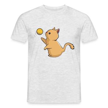 Cat plays handball - Men's T-Shirt - heather grey - Front - AI Model Male 178 dark (178cm)