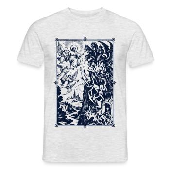 Drachenepos im Sternenrahmen - Männer T-Shirt - Grau meliert - Vorne - AI Model Male 178 dark (178cm)
