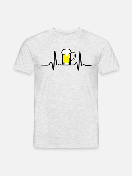 Bier und Herschlag - Männer T-Shirt - Grau meliert