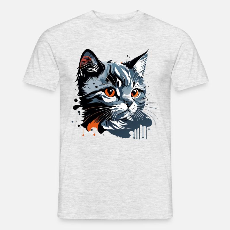 Kätzchen , junge Katze - Männer T-Shirt - Grau meliert